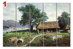 YEŞİLLİ CIFTLIK 7 STİL 5 PARÇALI KANVAS TABLO