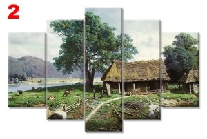 YEŞİLLİ CIFTLIK 7 STİL 5 PARÇALI KANVAS TABLO