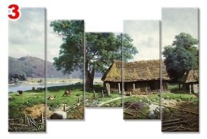 YEŞİLLİ CIFTLIK 7 STİL 5 PARÇALI KANVAS TABLO