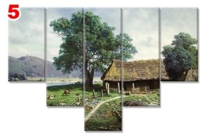YEŞİLLİ CIFTLIK 7 STİL 5 PARÇALI KANVAS TABLO