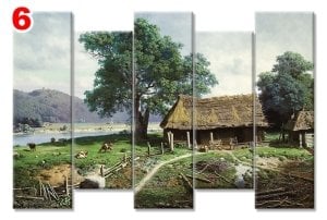 YEŞİLLİ CIFTLIK 7 STİL 5 PARÇALI KANVAS TABLO