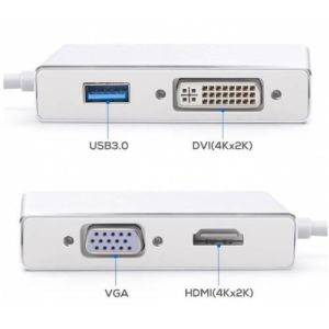 Type-C 4ın1 Macbook HDMI-VGA-DVI-USB Çevirici Dönüştürücü Adaptör