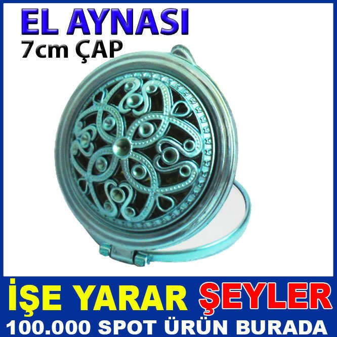 ÇİFT TARAFLI KAPAĞI İŞLEMELİ ŞIK EL AYNASI