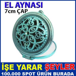 ÇİFT TARAFLI KAPAĞI İŞLEMELİ ŞIK EL AYNASI