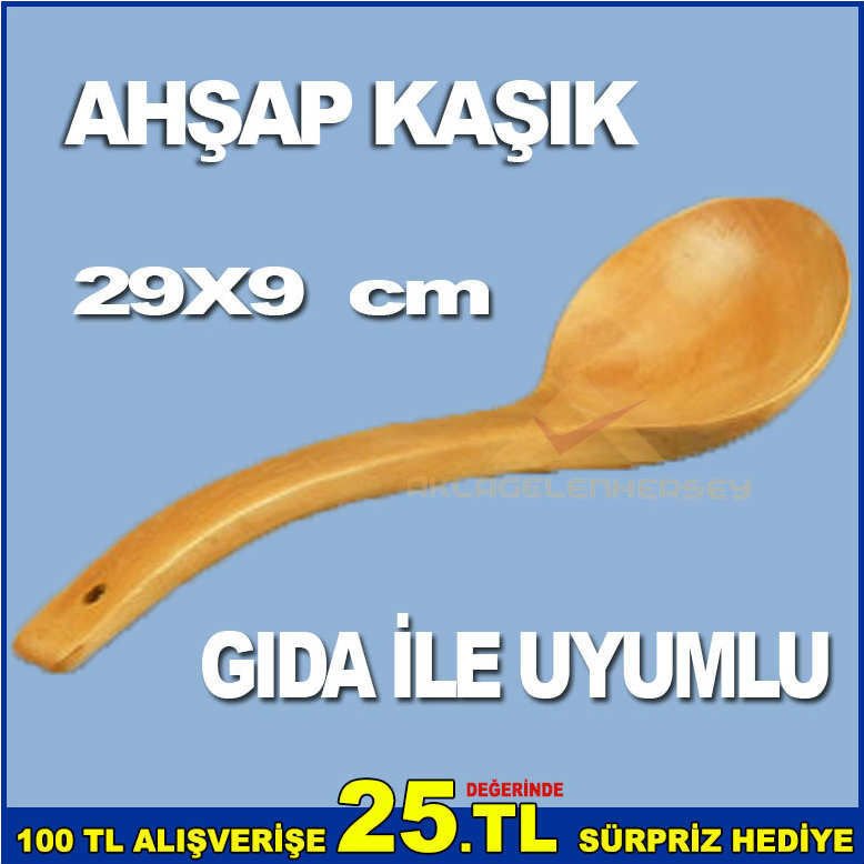 AHŞAPTAN YAPILMIŞ 29x9 CM GIDA İLE TEMASA UYUMLU KAŞIK