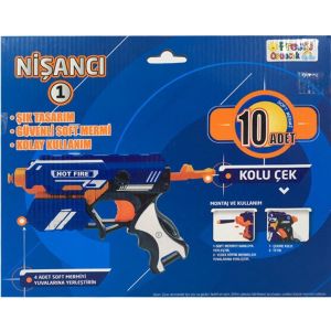 Nişancı Sünger Mermili 20m Menzilli Nerf Silahı Oyuncak Tabanca 20cm Yumuşak Mermili Nörf Silah