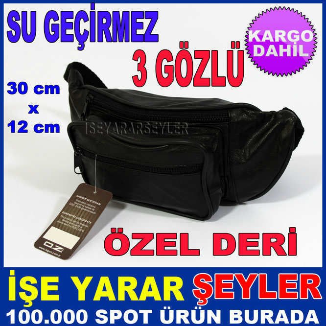 FREEBAG GERÇEK DERİ SİYAH BEL ÇANTASI -2