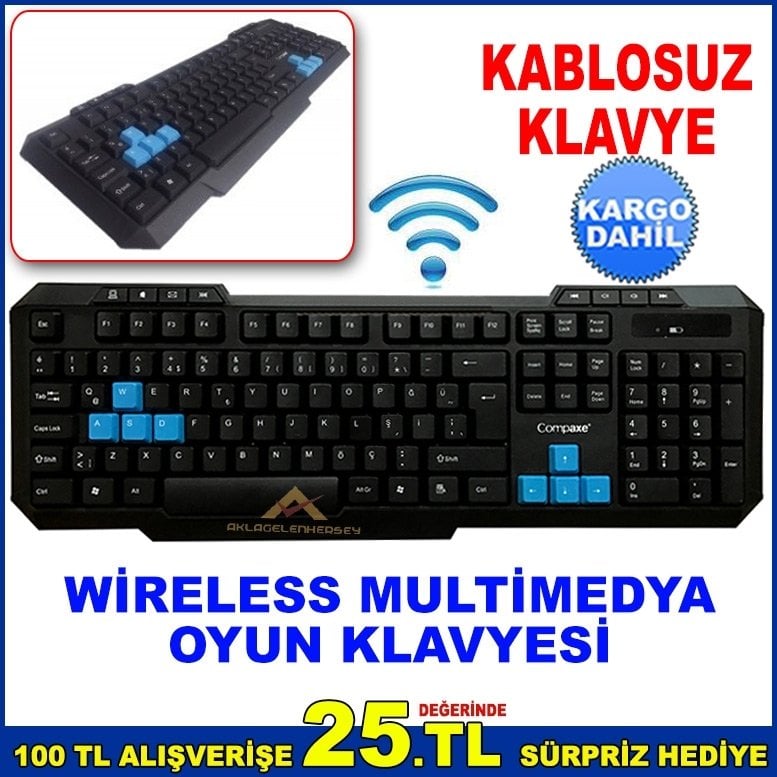 WİRELESS MULTİMEDYA OYUN KLAVYESİ YÜKSEK KALİTELİ KABLOSUZ KLAVYE
