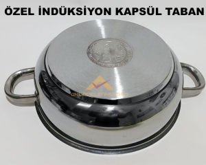 24cm ÇELİK KARNIYARIK TENCERESİ İNDÜKSİYON ÇELİK KAPSÜL TABAN 5 LİTRE BASIK TENCERE