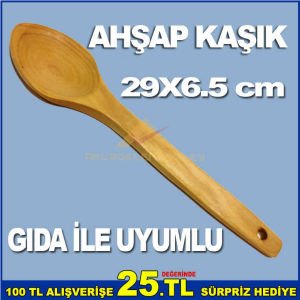 AHŞAPTAN YAPILMIŞ 29x6.5 CM GIDA İLE TEMASA UYUMLU KAŞIK