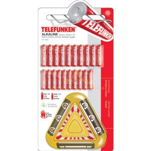 Telefunken 20adet Alkalin Pil 10adet AA + 10adet AAA Kalem Pil ve Pilli Ledli İkaz Lambası Hediye