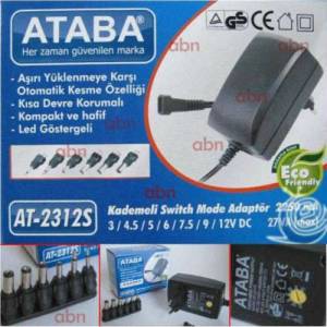 Ataba At-2312s 7 Farklı Voltaj Ayarlı 3-12v 2250 Mah Kademeli Switch Mode Çok Amaçlı Modem Adaptörü