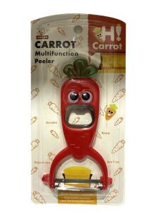 Carrot Havuç Kafalı Desenli Sebze Soyucu ve Şişe Kapağı Açacağı
