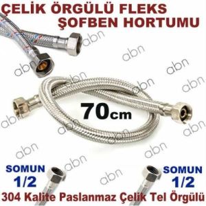 FLEKS ŞOFBEN BAĞLANTI HORTUMU Somunlar 1/2-1/2-UZUNLUK:70cm