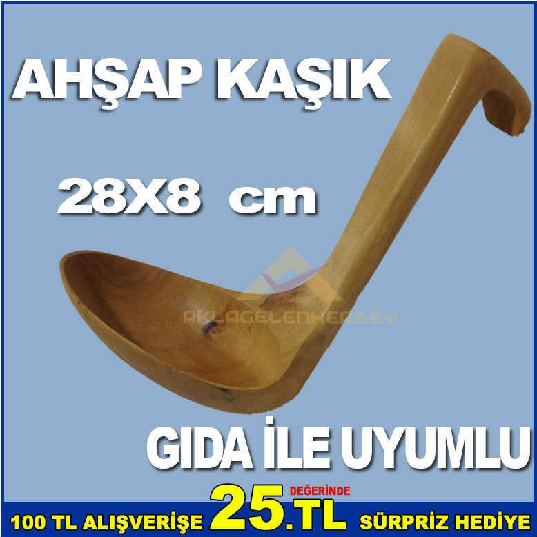 AHŞAPTAN YAPILMIŞ 28x8 CM GIDA İLE TEMASA UYUMLU KAŞIK