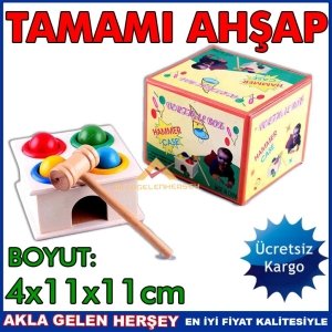 Ücretsiz Kargo EĞİTİCİ GELİŞTİRİCİ TOP VE ÇEKİÇLİ AHŞAP OYUNCAK