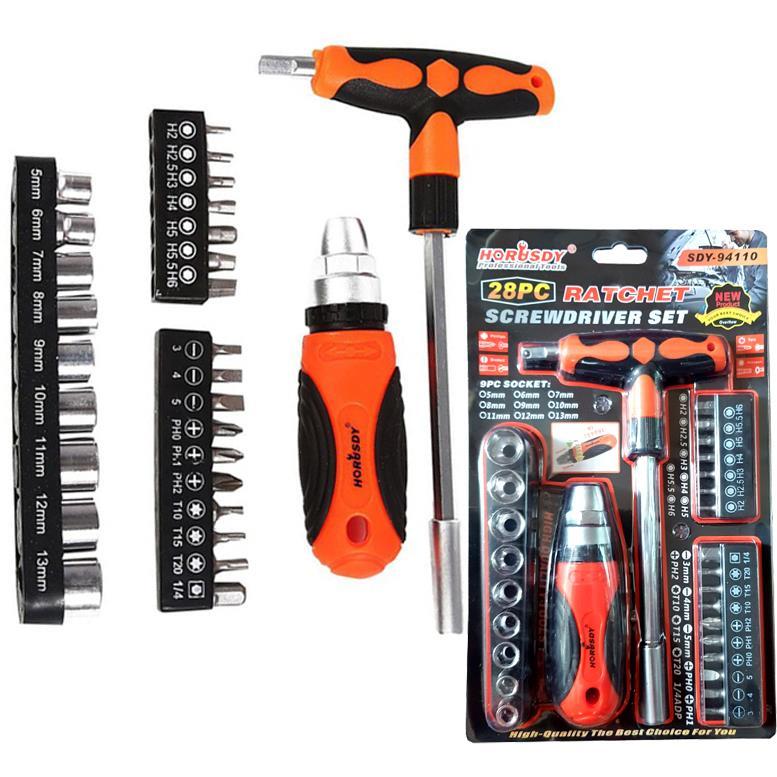 28 Parça Çok Amaçlı Lokma Takımı Cırcır ve Bit Tornavida Ucu Seti