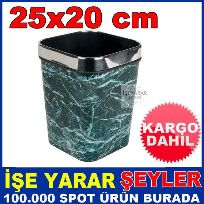 ÇELİK ÇEMBERLİ MERMER DESEN ÇÖP KOVASI 25x20cmKD