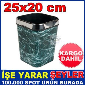 ÇELİK ÇEMBERLİ MERMER DESEN ÇÖP KOVASI 25x20cmKD
