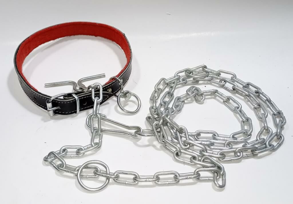 2 mt Zincir Tam Set 60cm Hakiki Deri Köpek Tasması Boyun Çapı 12-17cm iç Yapısı Yumuşak Süper Rahat