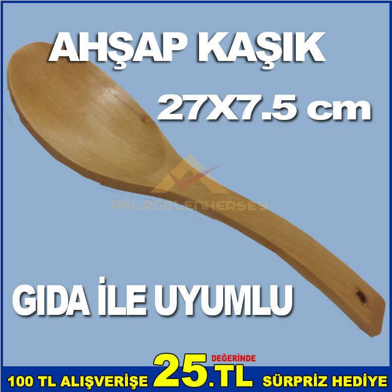 AHŞAPTAN YAPILMIŞ 27x7.5 CM GIDA İLE TEMASA UYUMLU KAŞIK