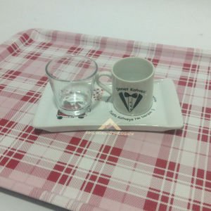 Damat Fincan Seti 3 Parçadan Oluşan Fincan,Bardak ve Altlık Porselen Gelin Damat Kahve Fincancı -2
