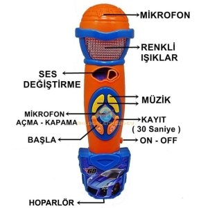 HOT WHEELS ROBOT SESLİ MÜZİKLİ KARAOKE MİKROFON