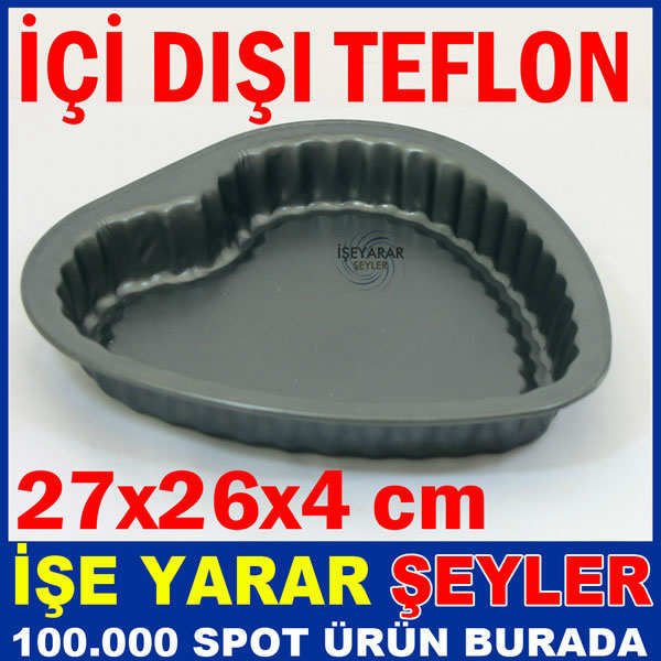27 CM İÇİ DIŞI TEFLON KALP MODELLİ KEK KALIBI