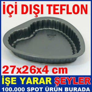 27 CM İÇİ DIŞI TEFLON KALP MODELLİ KEK KALIBI