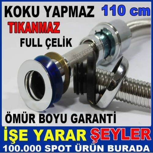 KOKU YAPMAYAN SİFON FULL ÇELİK KOMPLE LAVABO SİFONU 110cm ÇELİK BORU KOMPLE ÇELİK BAĞLANTI PARÇALARI