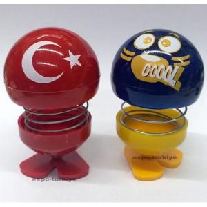 Türk Bayrağı ile Taraftar Özel Bordo Mavi Emoji 2 adet ZıpZıp Sallanan Çılgın Kafa Yaylı Aksesuar