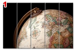 GLOBE DÜNYA 7 STİL 5 PARÇALI KANVAS TABLO