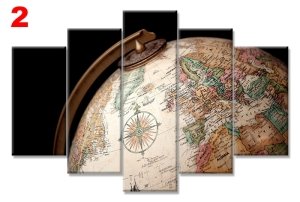 GLOBE DÜNYA 7 STİL 5 PARÇALI KANVAS TABLO