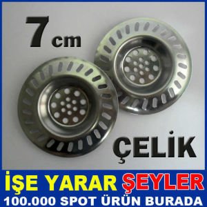 2 Adet 7cm Paslanmaz Çelik Lavabo Gider Süzgeci Yaşam Boyu Garantili İKİLİ SET ÇELİK LAVABO SÜZGECİ