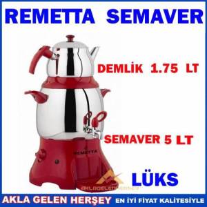 Remetta Fontana 5 Lt Alt Kazanlı + 1.75 Lt Demlik %100 Paslanmaz Çelik Büyük Boy Lüks Çay Semaveri