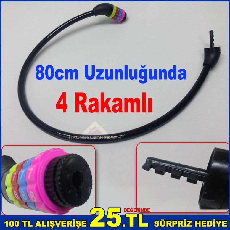 4 Hanefi Şifreli Motor Kilidi 12cm Kalınlık 80cm Uzunluğunda Sağlam Dayanıklı Bisiklet Kilidi-1
