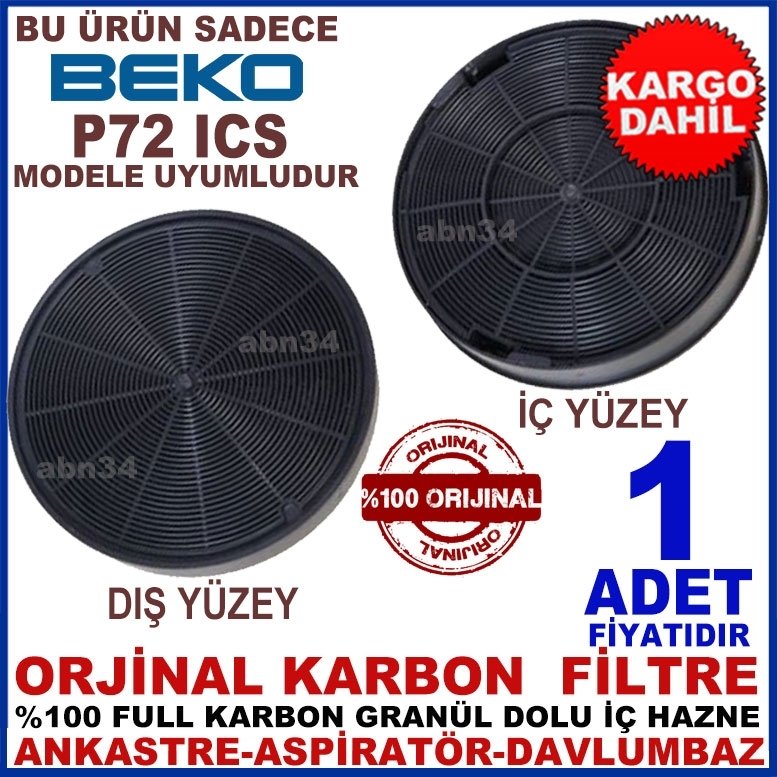 BEKO P72 ICS MODEL ANKASTRE DAVLUMBAZ GRANÜL KARBONLU FİLTRE