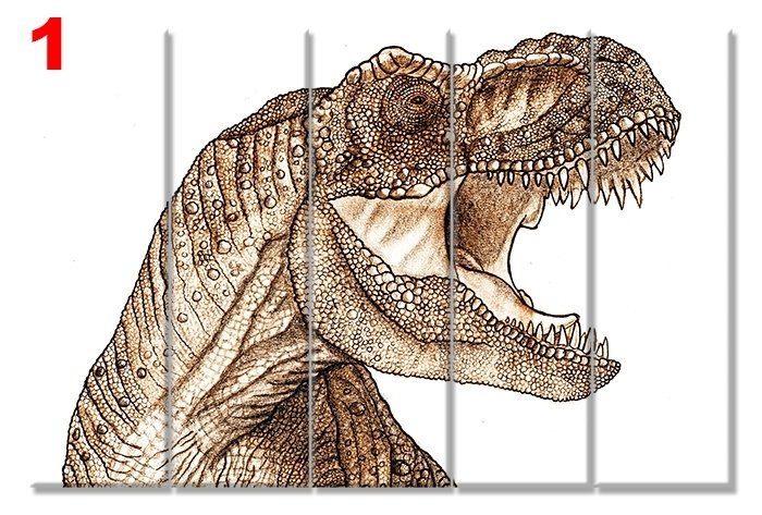 DİNAZOR TREX 7 STİL 5 PARÇALI KANVAS TABLO