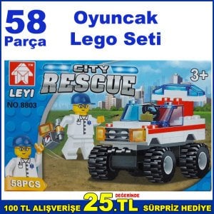 58 Parça Eğitici Oyuncak City Rescue Lego Blokları Oyuncak Lego Araba ve Karakterler