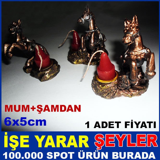 AT MODEL AYNA İŞLEMELİ MİNİ ŞAMDAN VE MUM