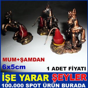 AT MODEL AYNA İŞLEMELİ MİNİ ŞAMDAN VE MUM