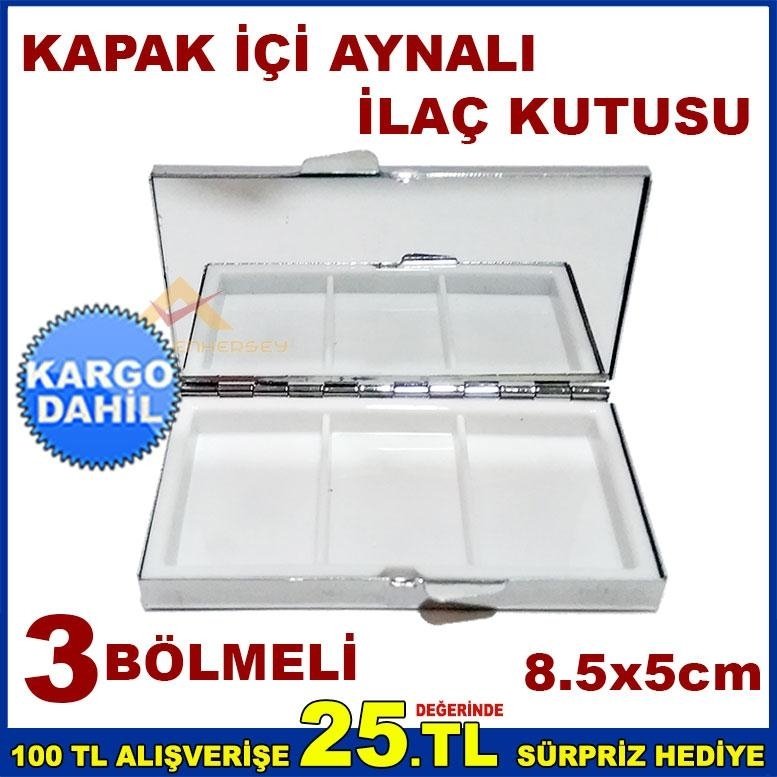 MİNE İŞLEMELİ KAPAKLI 3BÖLMELİ ÇELİK İLAÇ KUTUSU
