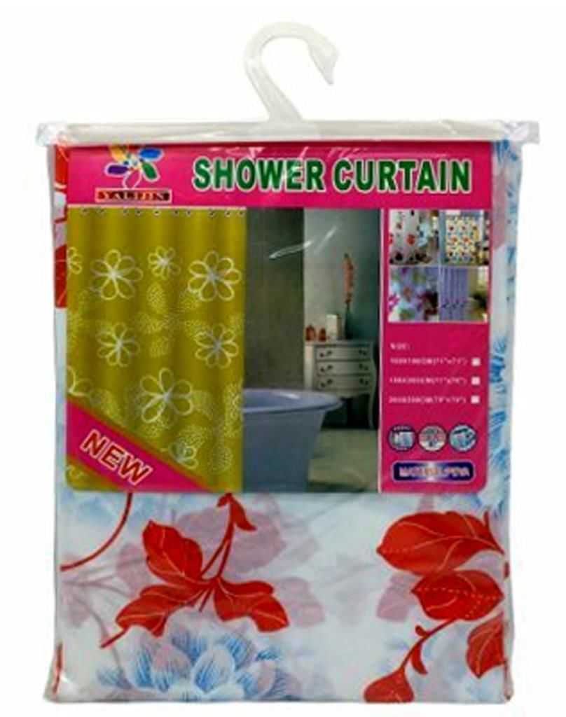 Ekonomik PVC Duş Perdesi 12 Halka Dahil 180x180cm Tek Kanat Su Geçirmez Kir Tutmaz Nylon Separatör