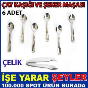 PASLANMAZ ÇELİK ÇAY KAŞIĞI VE ŞEKER MAŞASI 