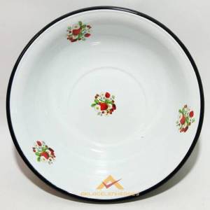 Büyük Boy Çiçekli Beyaz Emaye Derin Hamur Leğeni