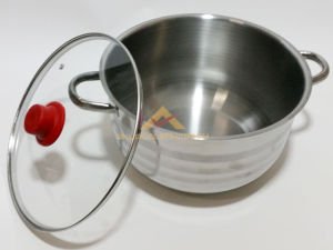 28cm İNDÜKSİYON KAPSÜL TABANLI CAM KAPAKLI PASLANMAZ ÇELİK DERİN TENCERE