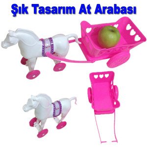 Şık Tasarım Oyuncak At Arabası Plastik Malzemeden Üretim Oyuncak Tekerlekli Fayton Arabası