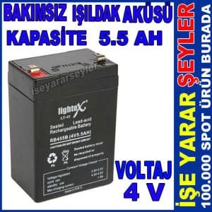 Lightex LT-45 Akü 4volt, 5.5Amper bakımsız ışıldak aküsü Ataba-GP Türkiye Garantisiyle 46x68,h=98mm