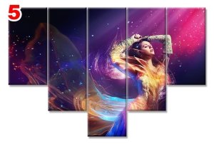 DANSCI KIZ 7 STİL 5 PARÇALI KANVAS TABLO