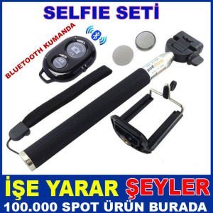 IOS-ANDROID UYUMLU KUMANDALI SELFIE ÇUBUĞU SETİ